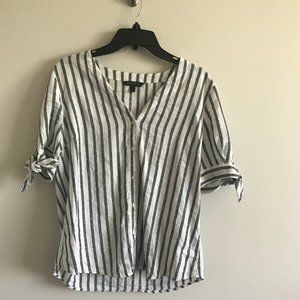 Banana Republic Striped Tie-Sleeve Button-Up Top